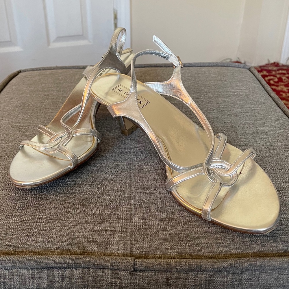 Y2K Silver Strappy Kitten Heels